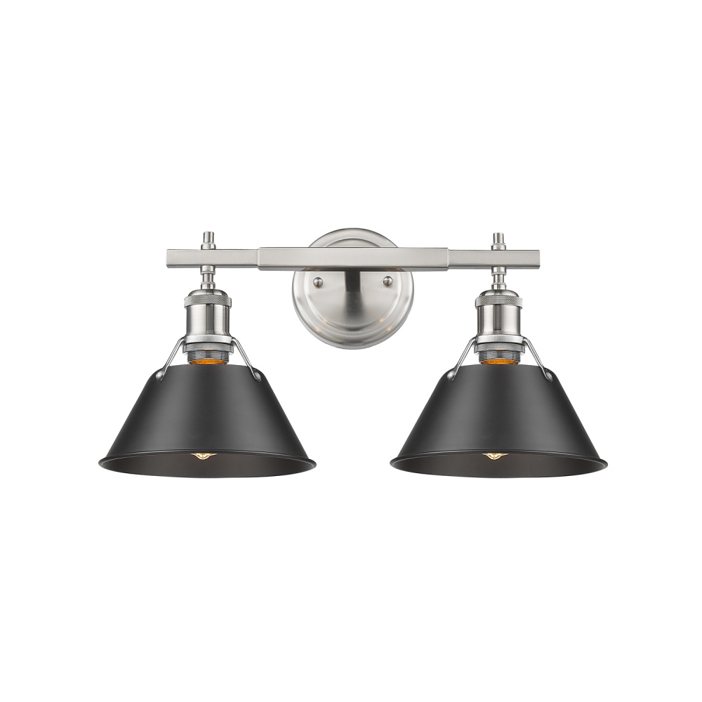 Yep by Golden Lighting Orwell 2-light Vanity in Pewter and Matte Black shade